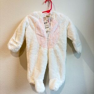 First Impressions Pink Faux Fur Bunny Snowsuit Bunting NWT 0-3 Months